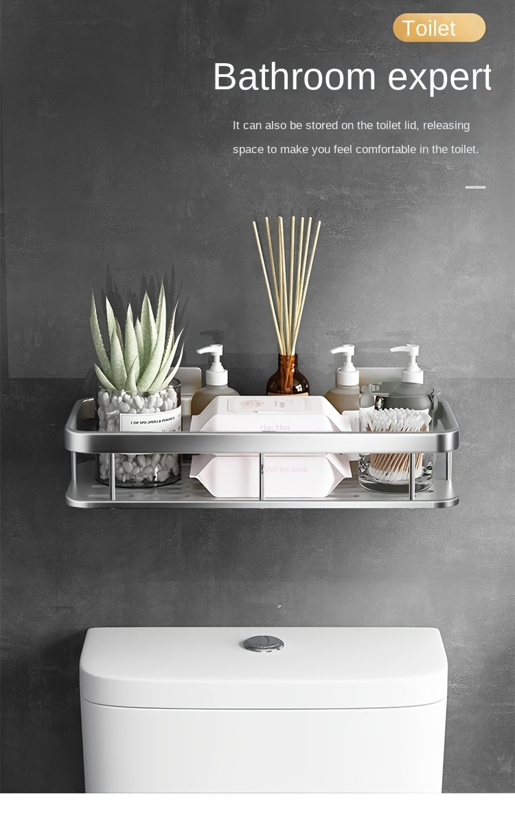 Estantería de pared grande para baño sin necesidad de taladrar, ahorradora de espacio, fácil instalación, almacenamiento para suministros de baño, cosméticos y champú, estante de plástico resistente con capacidad de carga alta, Organizadores de ducha