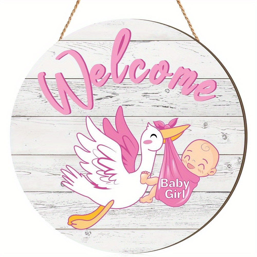Image of Welcome Girl Wooden Sign - 7.87" Gender Reveal & Keepsake, Perfect For Home & Fireplace Decor, Wall Hanging, No Power Needed