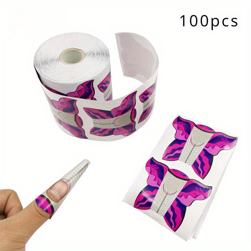Image of 50/ 100/ 500pcs Shaped Nails Art Gel Tips Extension Builder Form Acrylic French Printed Nail Tip Extension Stencil Stickers For Manicure Tool