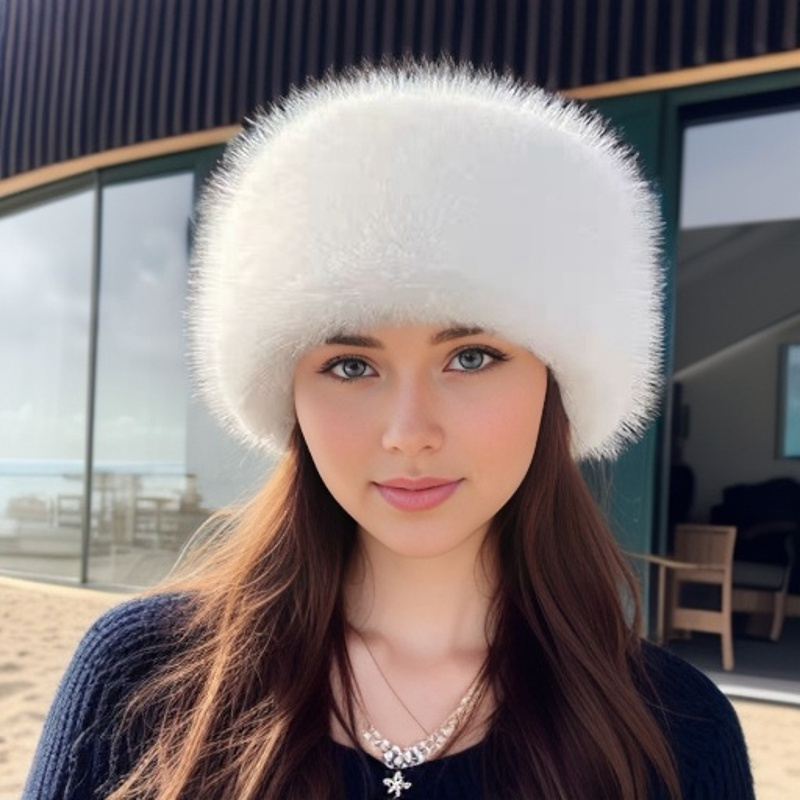 

Chapeau d'hiver de luxe en fausse fourrure pour femme avec cache-oreilles, épais et chaud, bonnet extensible en pour les décontractées et élégantes.