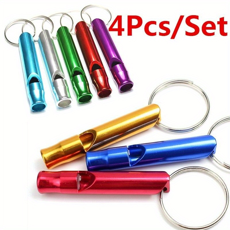 

4 Pack Outdoor Survival Whistle Keychains - Aluminum Alloy, Color Random, Suitable For Camping, Hiking, And Emergency Use