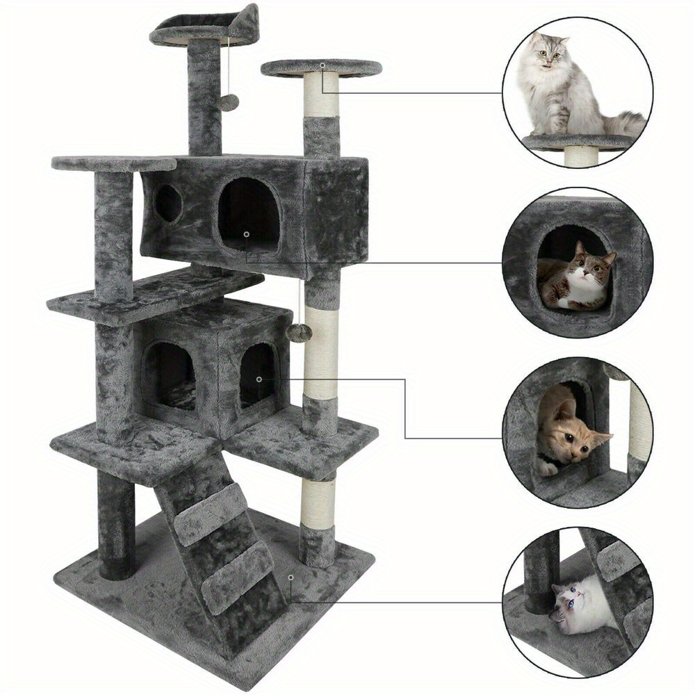 

Cat Tree Tower 55" Sturdy Activity Center Large Playing House Condo For Rest