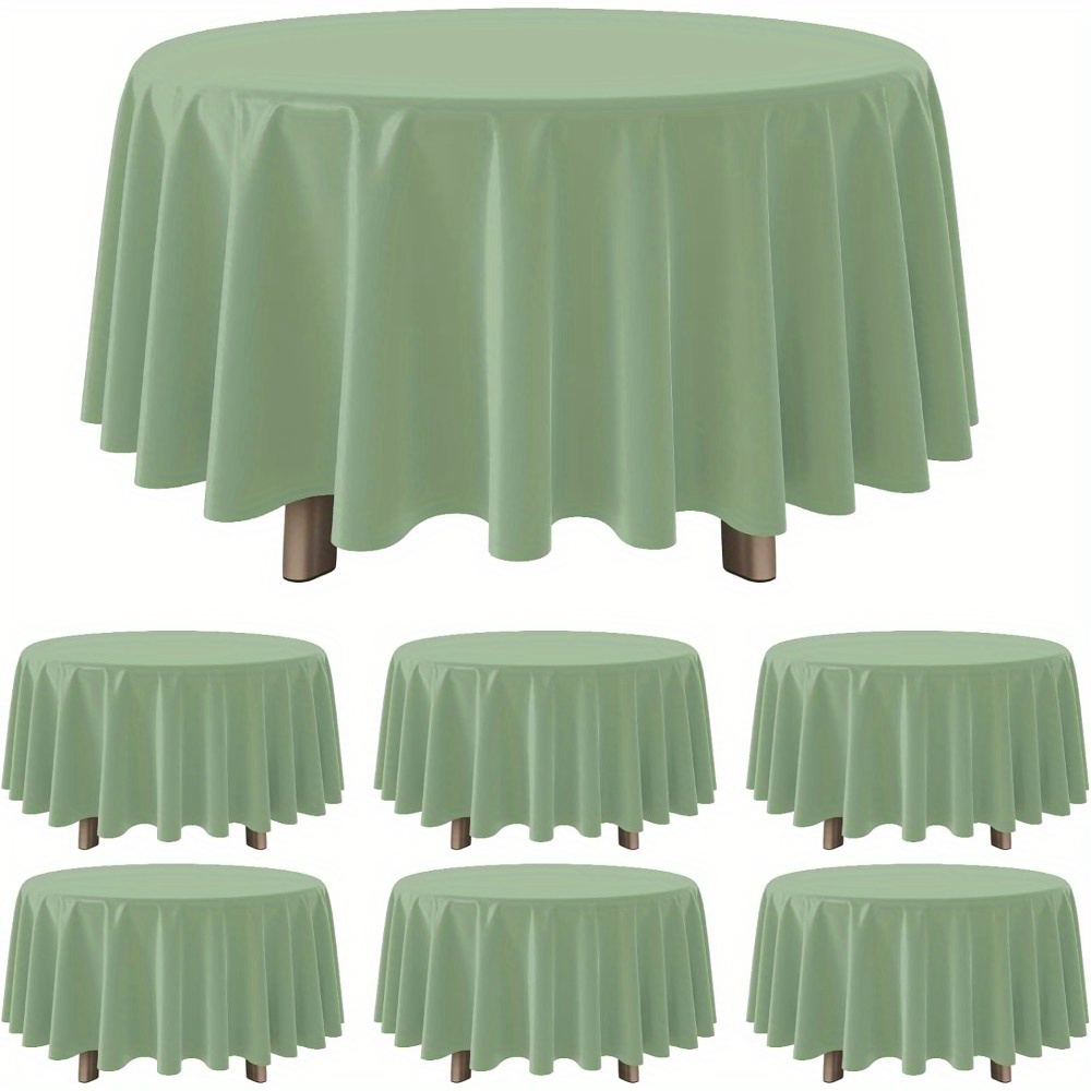 

3/ 6/ 12 Pack Sage Green Plastic Tablecloths, Light Green Disposable Round Waterproof Table Cover For Birthday Bridal Wedding Party Decorations, 54 X 108inch