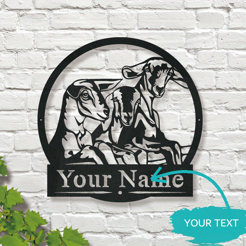 

Customizable Goat Metal Yard Sign - Personalized Farmhouse Wall Decor, English Text, Multipurpose Outdoor Hanging Art