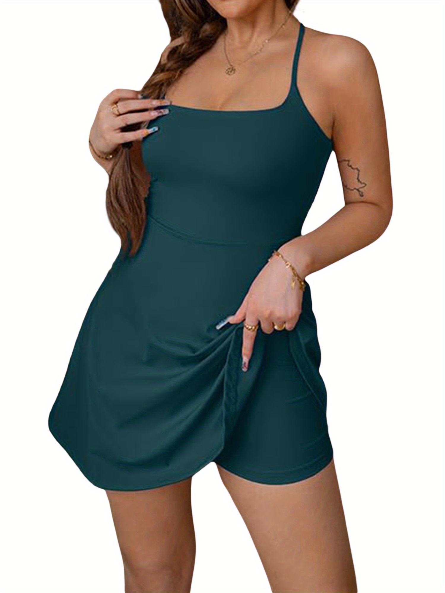 dark green tennis dress The Upside Peached Lucette Pleated Dress | Green | Size M