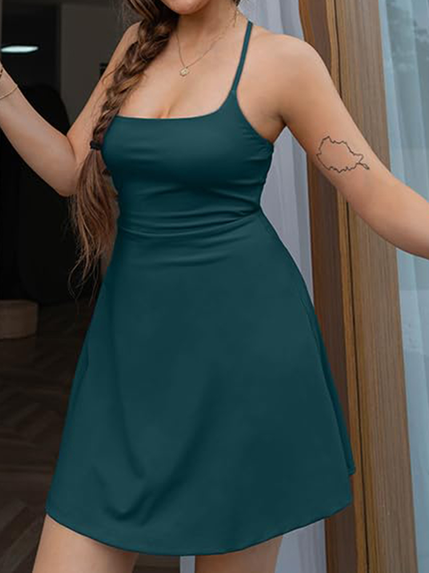 women 2pcs outfit sleeveless mini tennis dress shorts - Temu