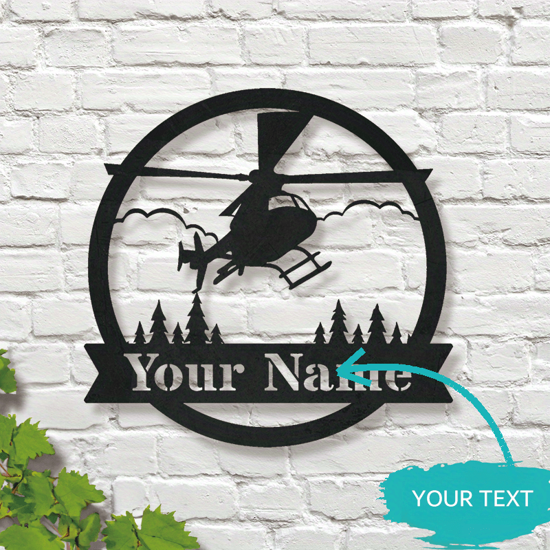 

Custom Helicopter Monogram Metal Yard Sign - Personalized Gift, Aviation Wall Hanging, Multipurpose English-language Custom Metal Sign For Outdoor & Indoor Use