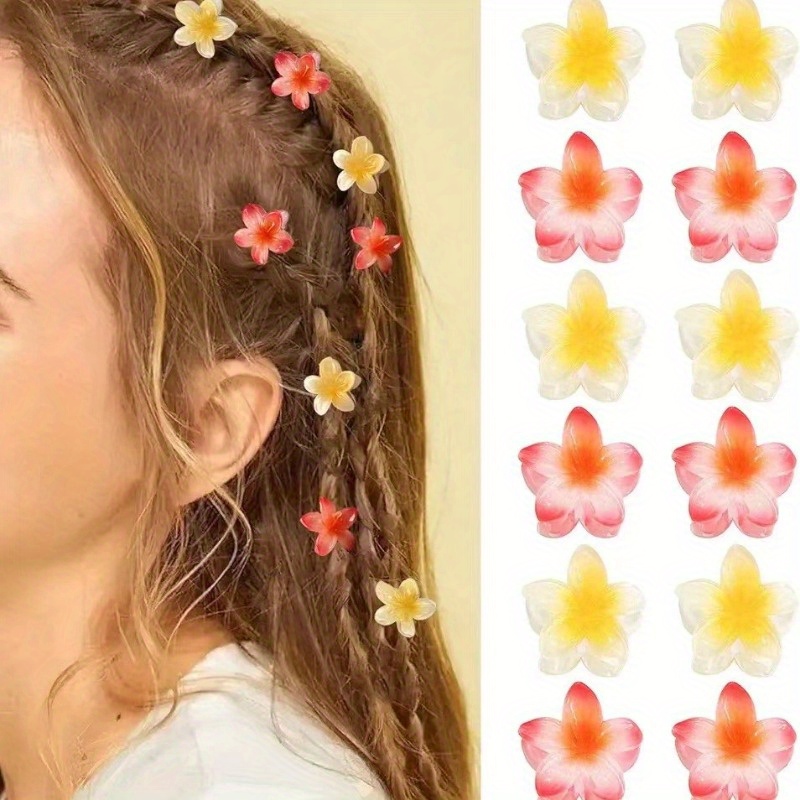 

Chic Mini Flower Hair Claw Clips - Candy-colored, Non-slip Ponytail Holders For Women & Girls, Sweet