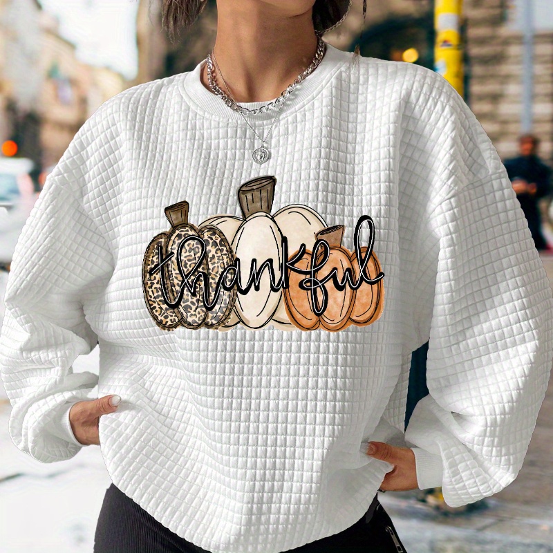 

Women's Casual And Fashionable Sports Sweatshirt, Suitable For Autumn And Winter, Comfortable And Soft, Letter And Pumpkin Pattern