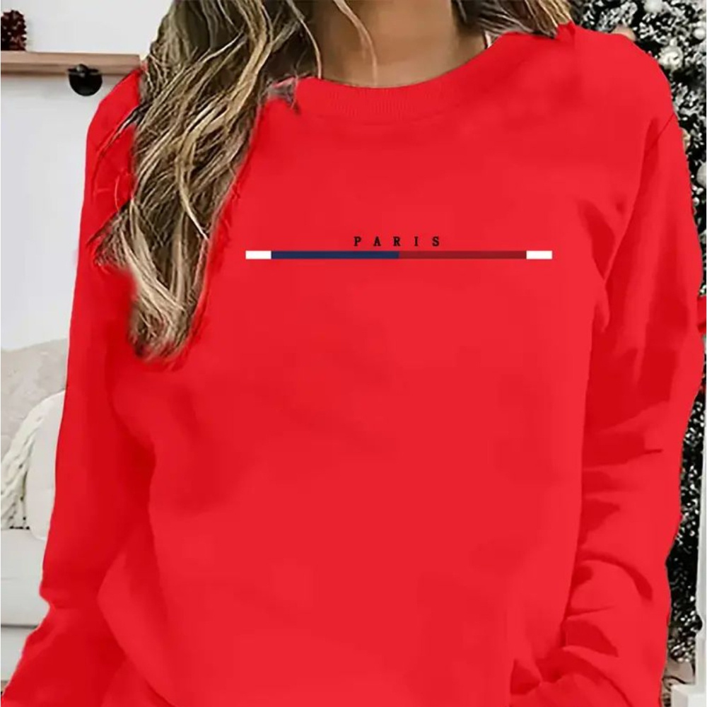 

Letter Print Sweatshirt, Long Sleeve Crew Neck Casual Sweatshirt For Winter & Fall, Women's Clothing