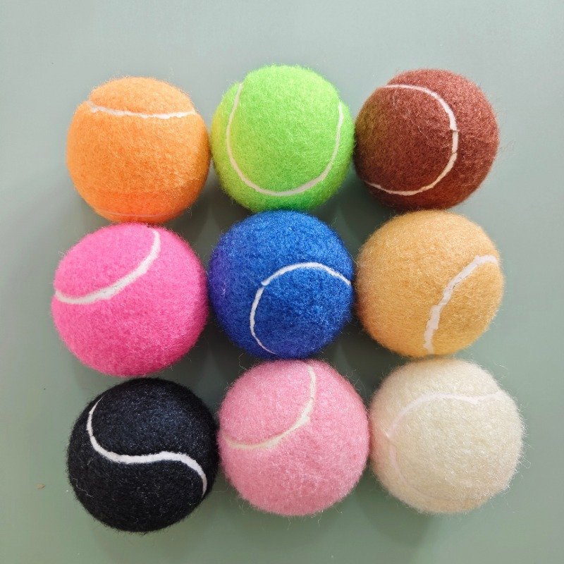 

2 Pcs Pet Tennis Anti-bite Rubber Tennis Tearers - Colored Dog Balls For Play - Suitable For Small Dogs - Fabric Material - Geometric Pattern - Outdoor Pet Toy