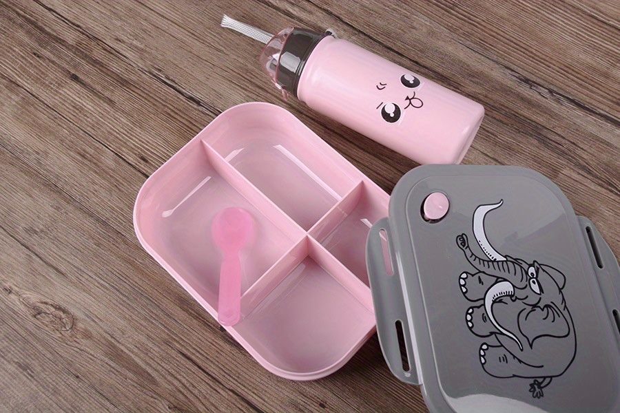 elephant themed bento lunch box set with 400ml water bottle spoon portable leakproof food container for students office workers hand wash recommended details 4