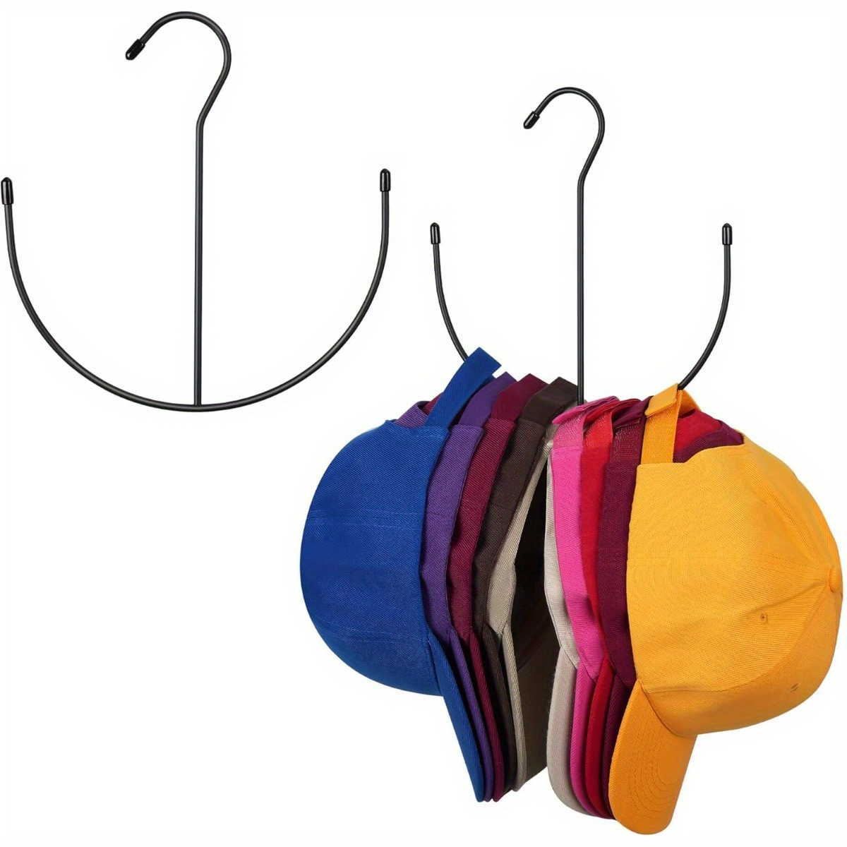 

2-pack Hanging Hat Organizer Rack - Stainless Holder For Closet, Multi-function Hat Hangers For 20+ Baseball Caps Storage, Heavy-duty Hat Rack With Special Features, No-mark Mounting