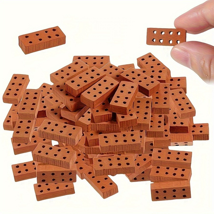 50 100pcs Mini Clay Building Blocks Reusable Mini Clay 8 Hole Bricks Realistic DIY Mini Building Models with 8 Hole Regular Building Blocks Set Ca