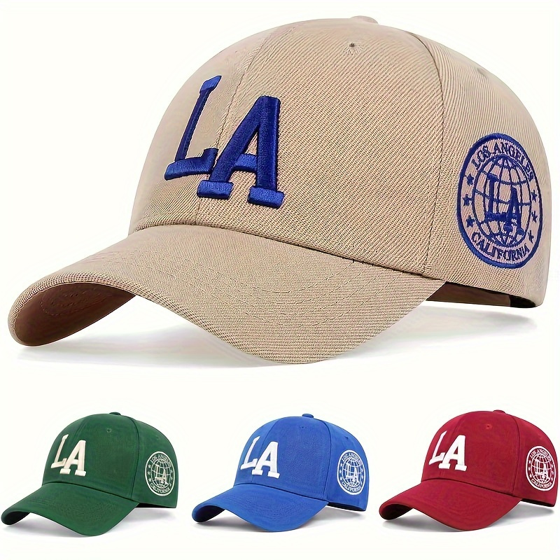 

1 Men's La Lettering Embroidered Baseball Cap Outdoor Adjustable Sun Protection Casual Cap Suitable For Spring And Autumn Travel Seaside Vacation