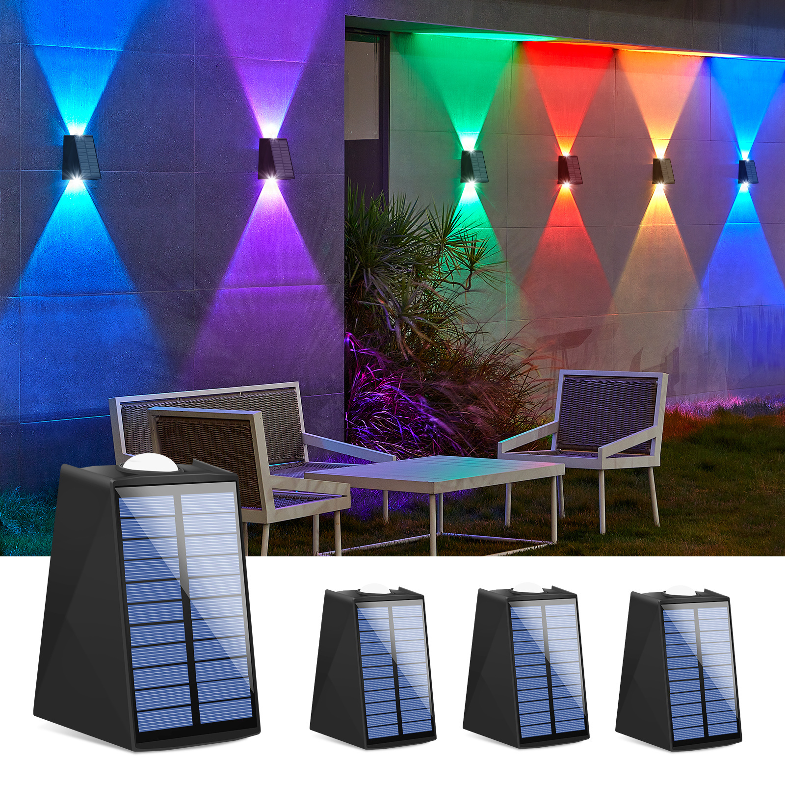 

4 Pack Solar Outdoor Up And Down Wall Lights, Outdoor Lights Solar Wall Lights, Solar Exterior Lights For Porch House Fence Garden Yard