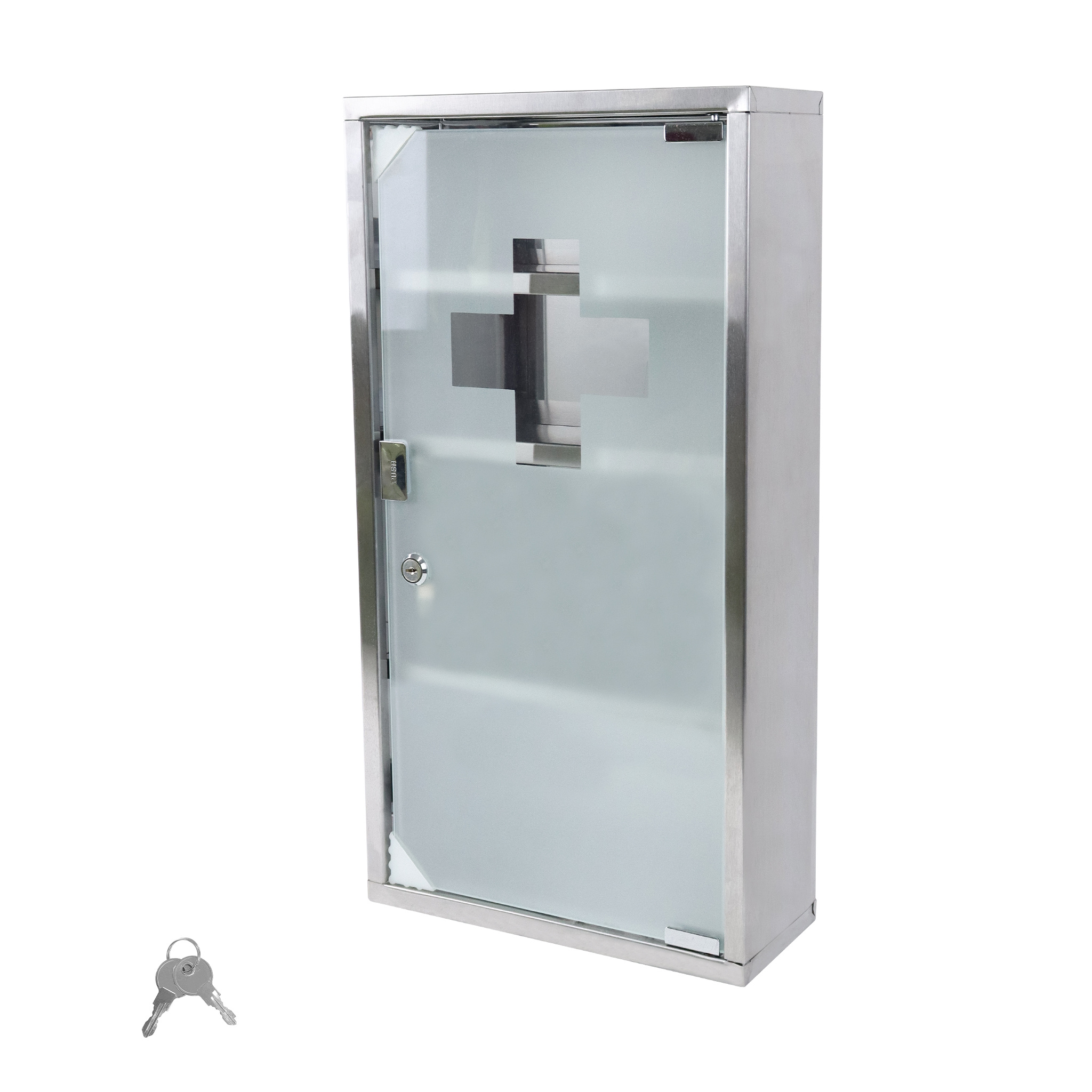 Medicine Cabinet Stainless Steel 2/3/4 Compartments Lockable Home Medicine Cabinet With Glass Door & Lock Apothecary Cabinet Cabinet