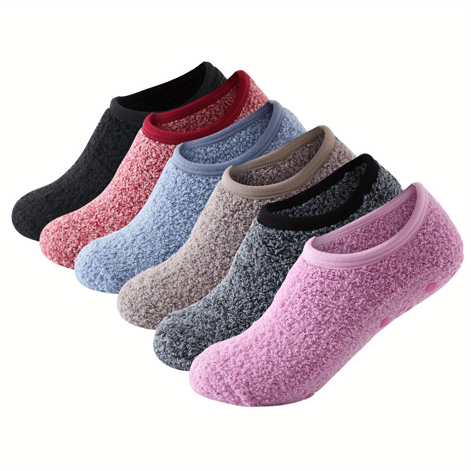 TEMU 1pc Fuzzy Floor Socks For Women - Soft Low Cut Ankle Socks, , , Hand