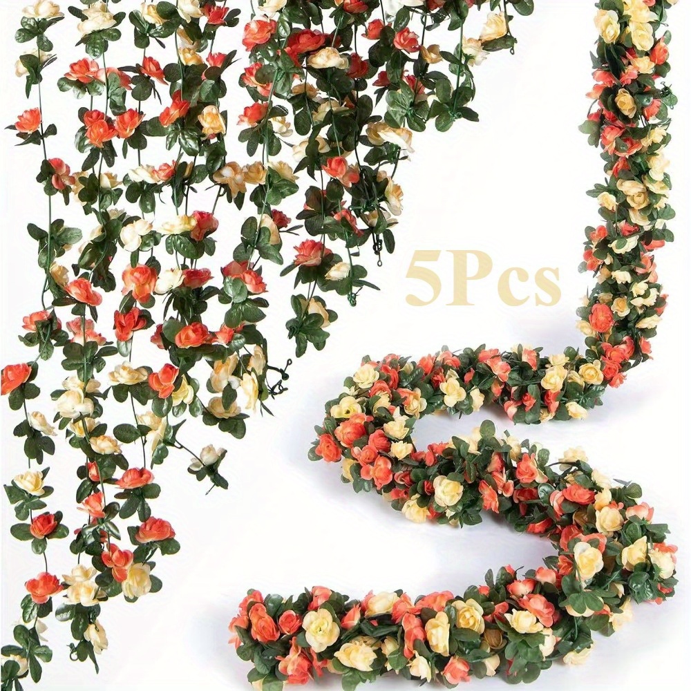 5pcs Artificial Vine With & Vase-free Vine - Realistic Fake Peonies Suitable For Christmas, Weddings, Indoor/outdoor Decor - Plastic/ Flowers