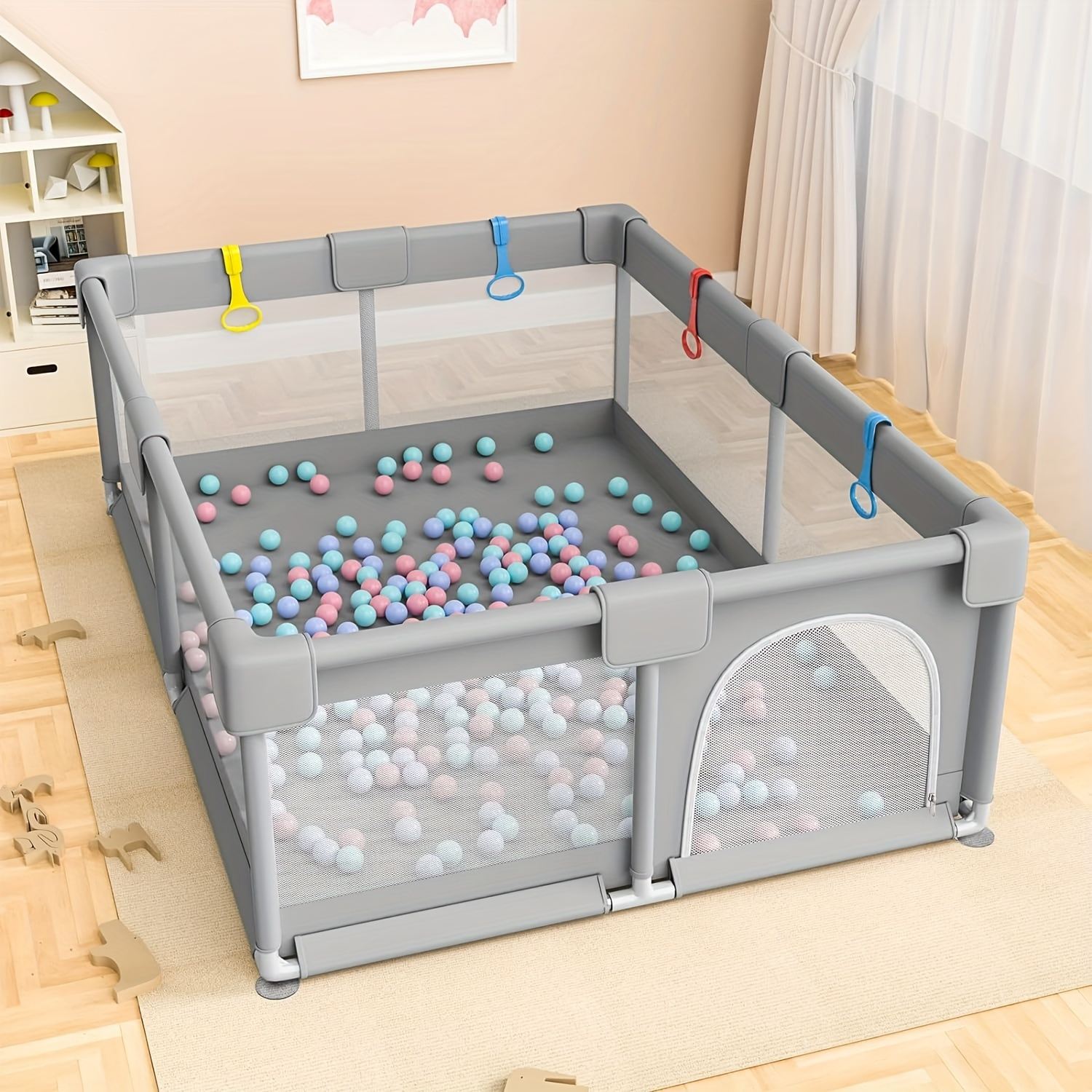 

71x59 Extra Large Baby Playpen - Safety Haven With Soft Mesh, Zipper Gate, Indoor/outdoor - Kids Fun Activity Center For