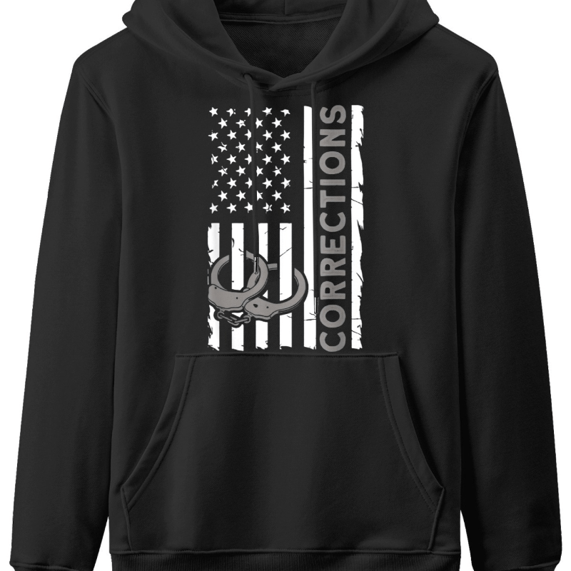 

Correctional Officer Corrections Thin Silver Line Pullover Hoodie, Negro --100% Cotton Fun Pattern Hoodie Fall Casual Hoodie