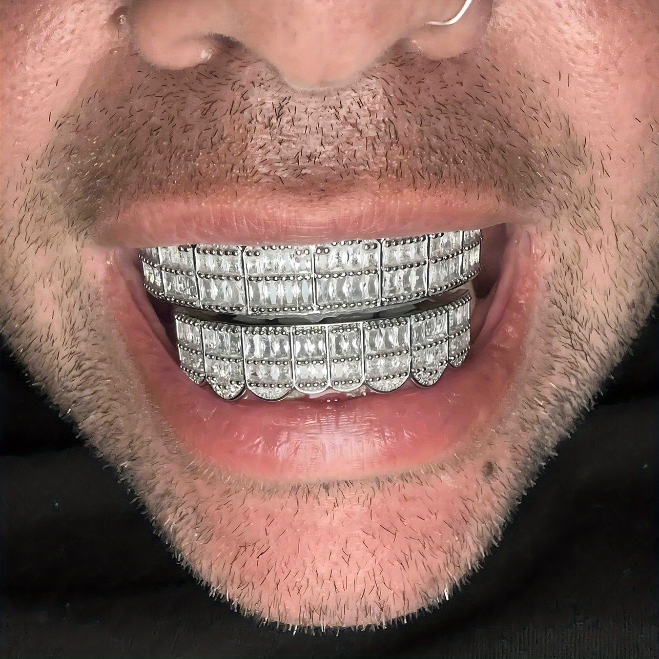 Gold Teeth Grillz For Women 18K Gold Plated Grillz Hip Hop CZ