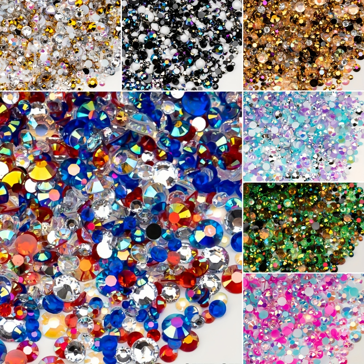 

3000pcs Flatback Rhinestone Set - Assorted For Art, , & - Odorless Gemstones, 30g