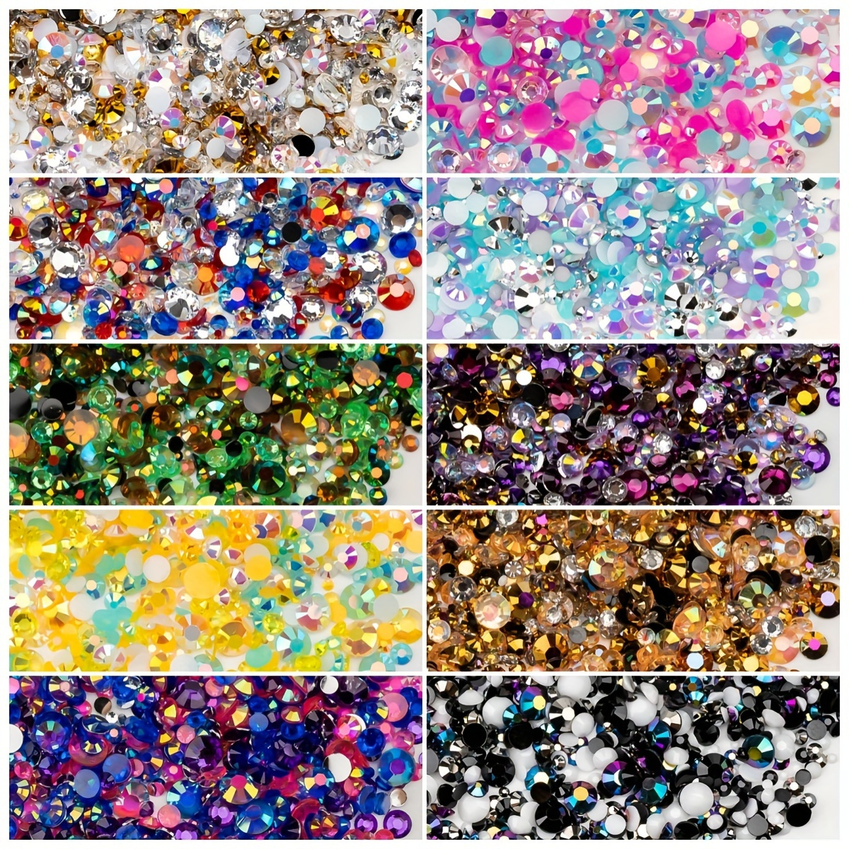 Colorful Flatback Rhinestones Set, 3000pcs