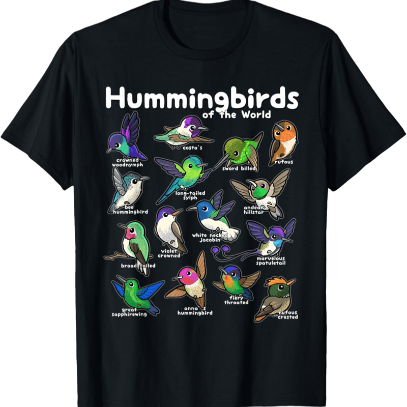 

Hummingbird Lovers Shirt Cute Hummingbirds Of The World Bird T-shirt