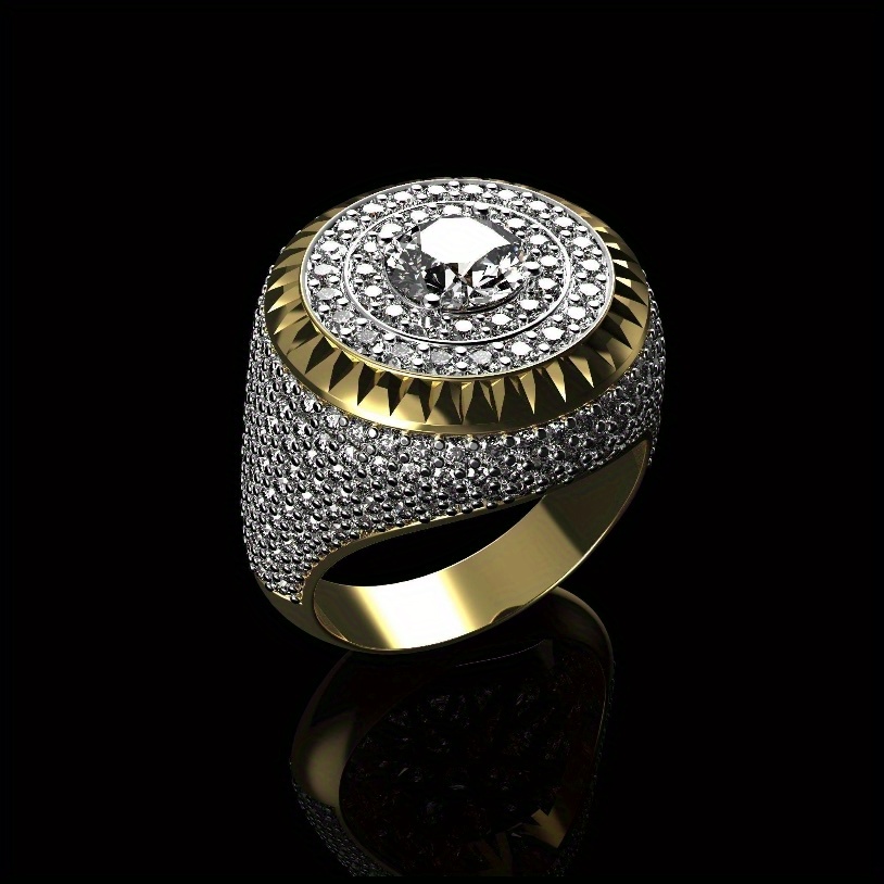 

1 New Atmospheric Luxury Inlaid Artificial Zircon Retro Hip-hop Style Men's Ring, Suitable For Male Friends' Jewelry, A Holiday Gift For Male Friends