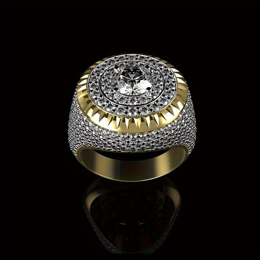 

1 New Atmospheric Luxury Inlaid Artificial Zircon Retro Hip-hop Style Men's Ring, Suitable For Male Friends' Jewelry, A Holiday Gift For Male Friends