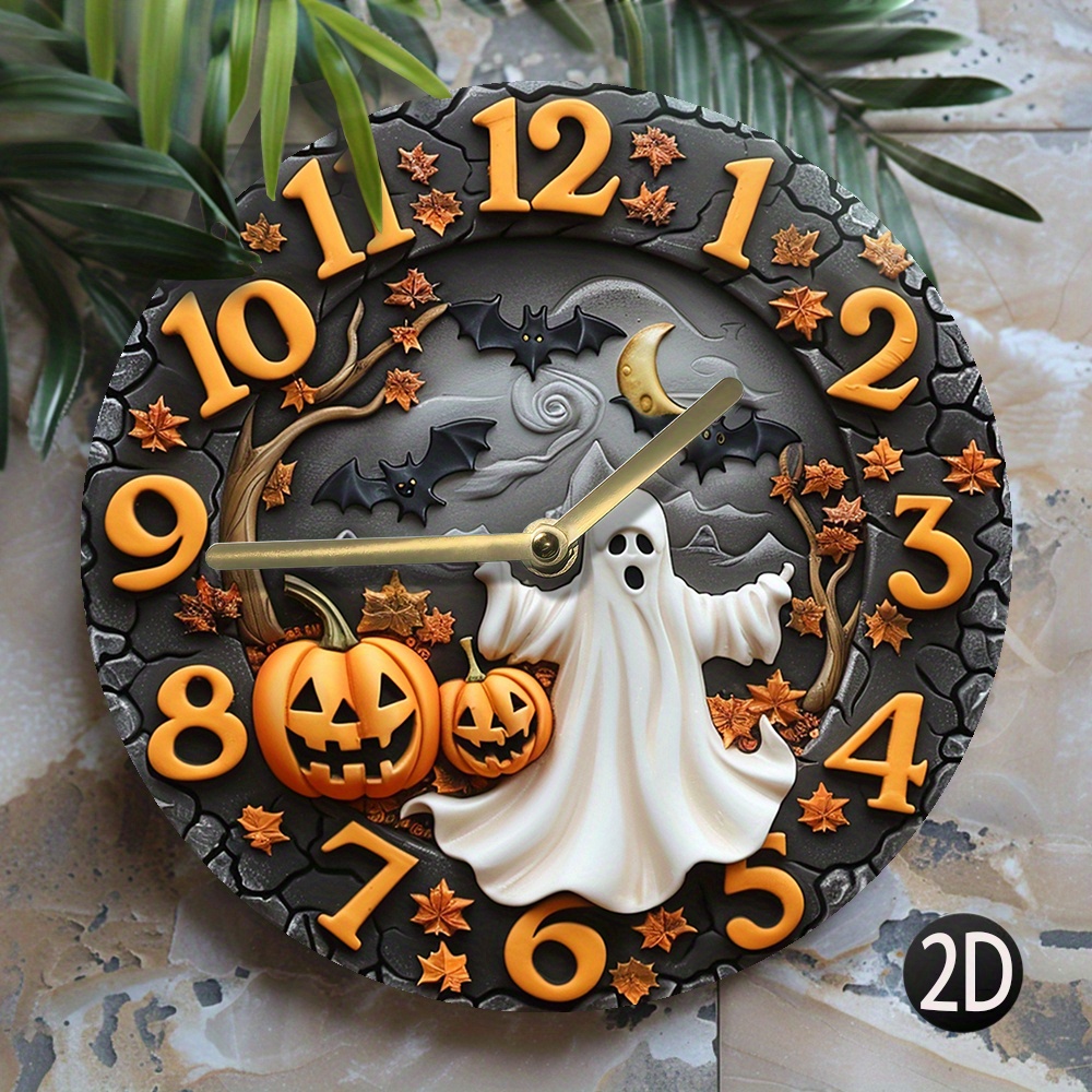 

1pc Theme Silent Wall Clock, Board, Quartz Movement, 8-inch Decorative Wall Art, & Pumpkin Design, For Bedroom, Apartment, Dormitory, Bathroom, Ideal Gift For Day, Requires Aa Battery (not Included)