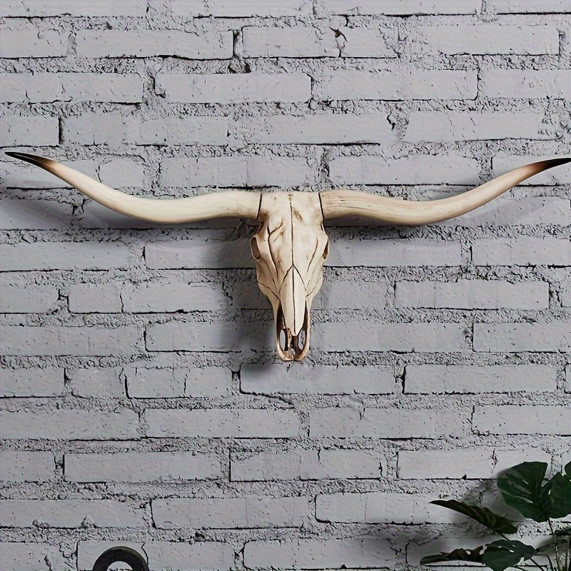 

1pc, Cow Wall Decoration, Longhorn Wall Hanging, Artificial Longhorn Artificial Specimen Headwalls Decoration Handmade Simulation Head Farmhouse Decorative Wall Christmas Gift