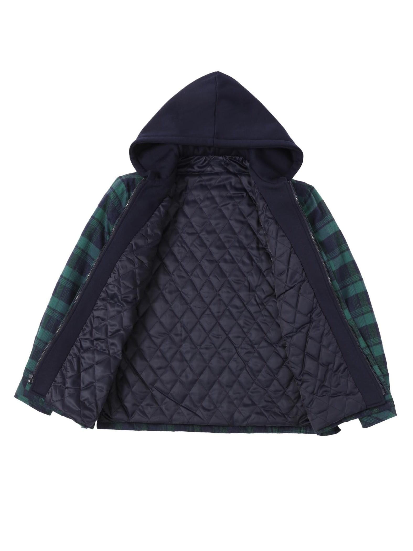 ThCreasa Chaqueta De Franela Acolchada A Cuadros Para Hombre