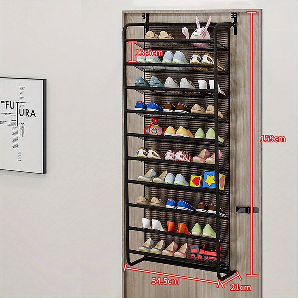 TEMU 10 Tier 30 Pair Over Door Hanging Shoe Rack Organiser Stand Shelf Holder Storage