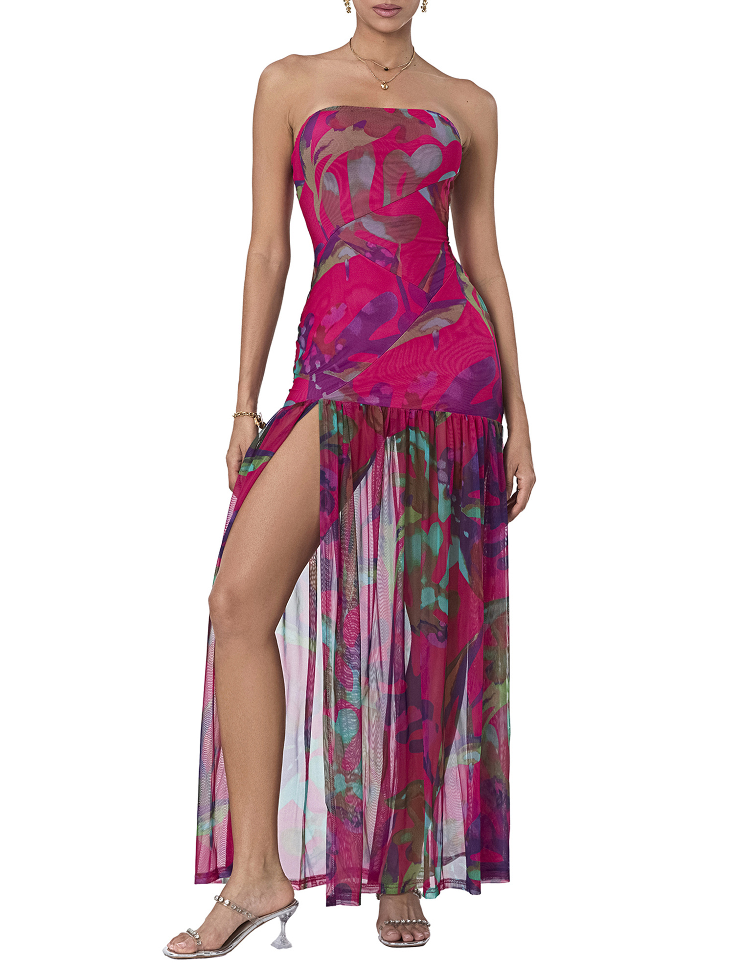 womens mesh tube top maxi dress strapless backless - Temu