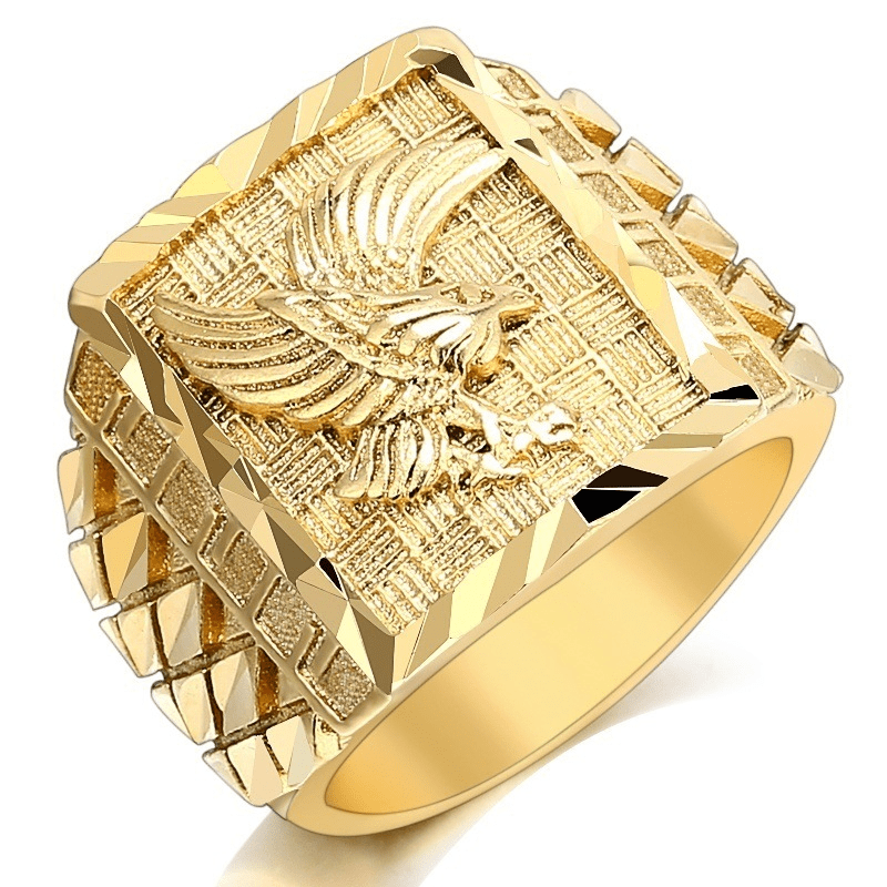 

1pc Fashion Exquisite Wing Flying Eagle Ring, Men's Golden Ring Hand Jewelry Holiday Gift