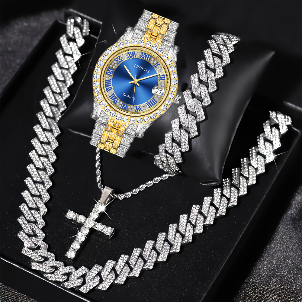 Montre Homme Techno Pave - Cadran Transparent à Diamants Simulés - Bracelet Silicone Argenté