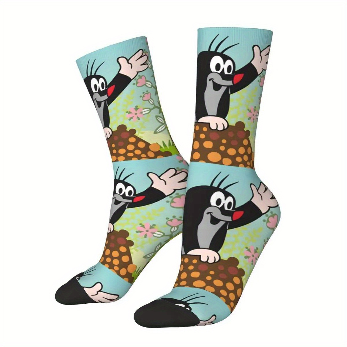 

Cartoon Mole Socks: 3d Printed, Breathable, And Comfortable For All - Men's Novelty Socks