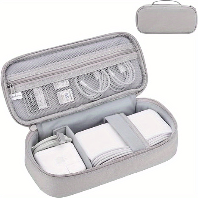 TEMU Lectronics Travel Organizer Bag, Portable Carrying Case For Cables, Charger And Cords, External Power Bank & Hard Drive (light Gray)