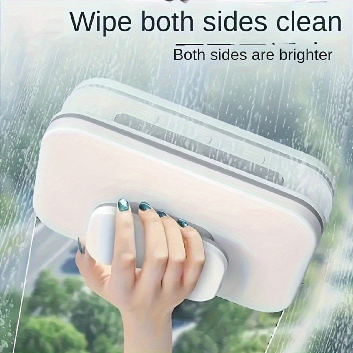 

Double-sided Magnetic Window Cleaner For Glass - Manual Glider Washing Tool With Strong , Safety , Handle For High Windows - Ideal For Home & School Use