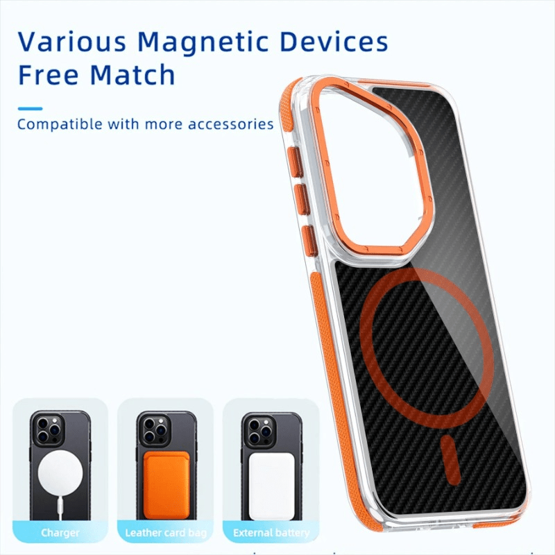 Carbon Fiber Magnetic Protective Case Suitable for Huawei MATE60 Pro PPura70 Pro Puls + Ultra Super Safety Airbag Collision Cover_voghion.com