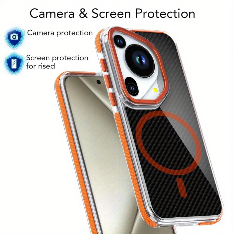 Carbon Fiber Magnetic Protective Case Suitable for Huawei MATE60 Pro PPura70 Pro Puls + Ultra Super Safety Airbag Collision Cover_voghion.com