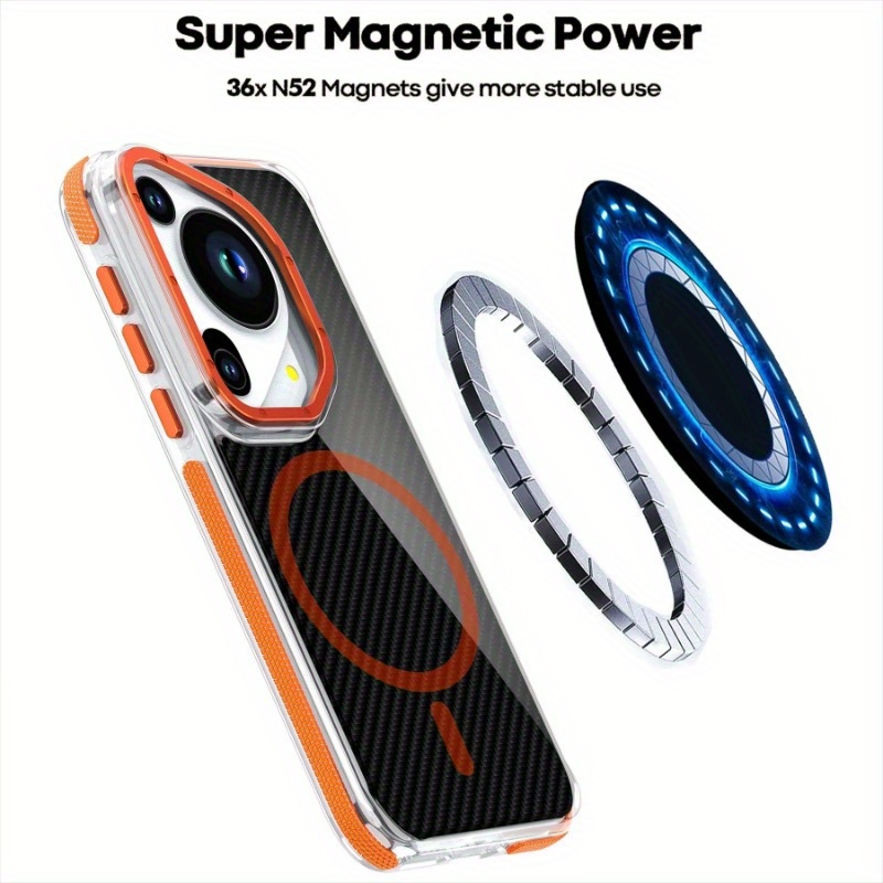 Carbon Fiber Magnetic Protective Case Suitable for Huawei MATE60 Pro PPura70 Pro Puls + Ultra Super Safety Airbag Collision Cover_voghion.com