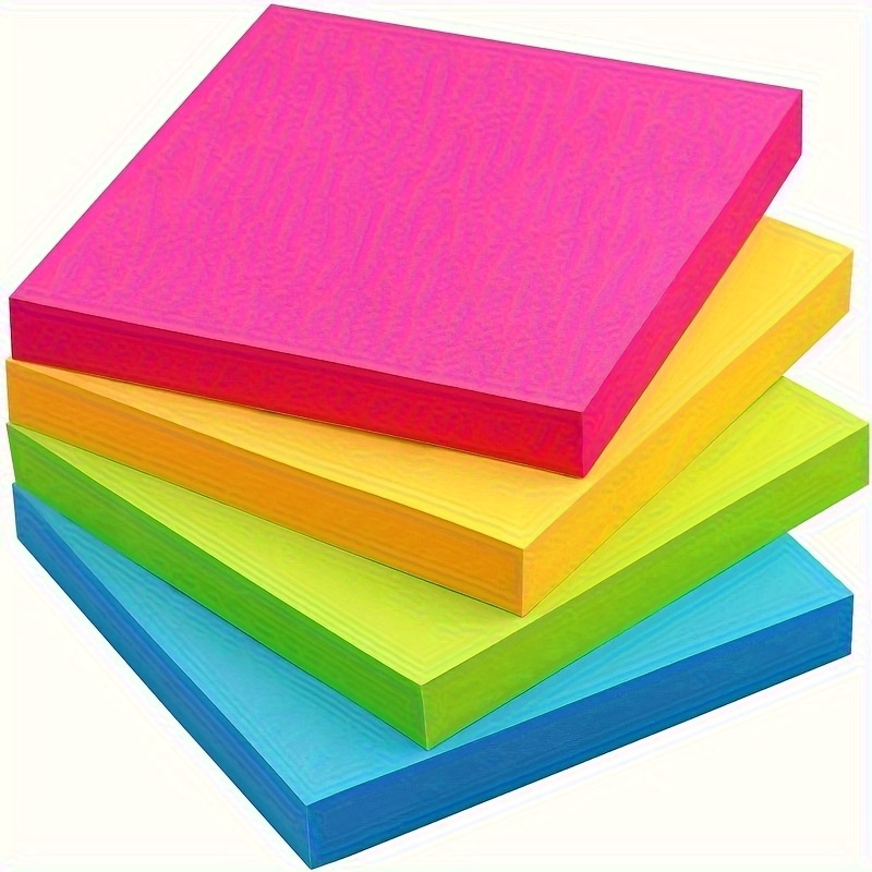 300-Pack Self-Adhesive Sticky Notes Set - Bright Neon Colors, Ideal for School, Home & Office Organization