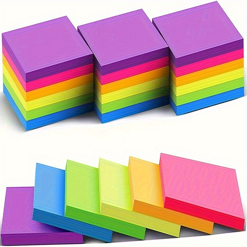 300-Pack Self-Adhesive Sticky Notes Set - Bright Neon Colors, Ideal for School, Home & Office Organization