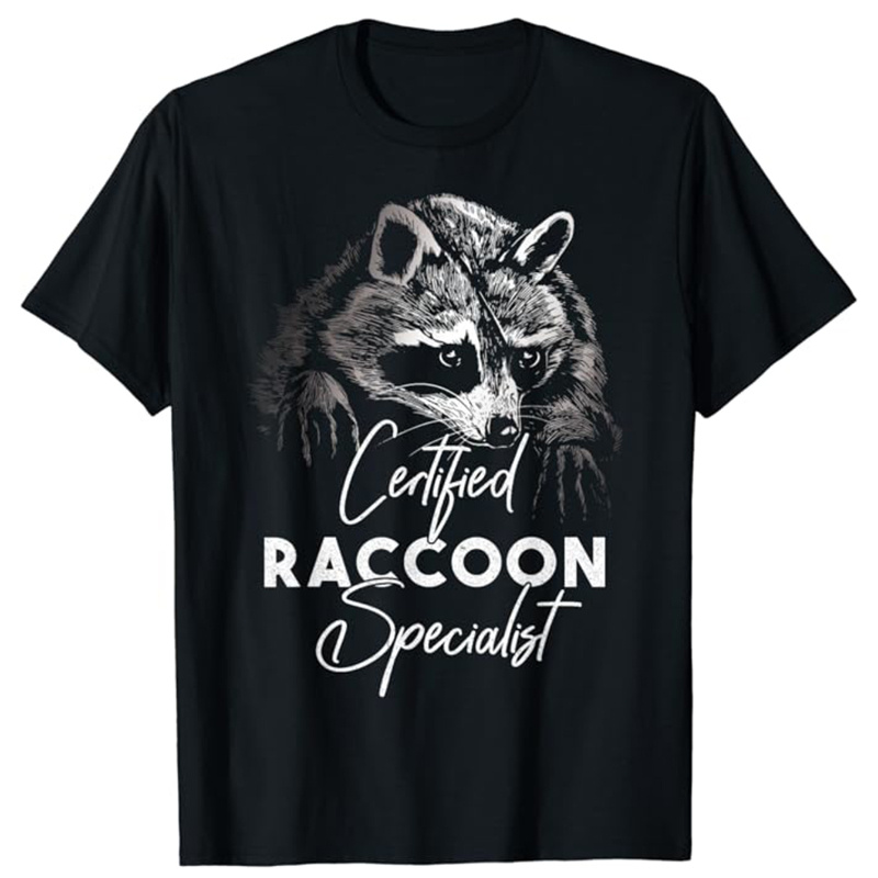 

Reccoon Printed, Men's Cotton Graphic T-shirt, Casual Short Sleeve Crew Neck , Men's Tee For Outdoor