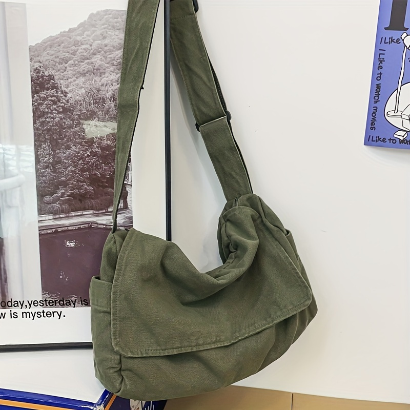 

Minimalist Canvas Bag, Large Capacity Crossbody Bag, Casual Hobo Bag, Suitable For School,