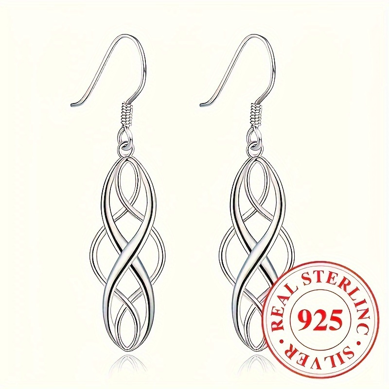 TEMU 925 Sterling Silver Hypoallergenic Earrings With Hollow Celtic Pendant Earrings, Elegant And For Daily Casual Wear, Versatile Earrings, Delicate