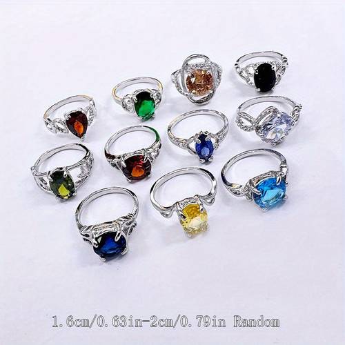25 50pcs elegant colorful ring boho sparkling finger ring vintage shiny jewelry for women party accessories random styles colors sizes